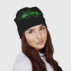 Шапка Радиация - зелёный знак, цвет: 3D-принт — фото 2
