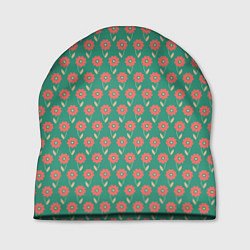 Шапка Паттерн из цветов на зеленом фоне, цвет: 3D-принт