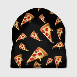 Шапка Куски пиццы на черном фоне, цвет: 3D-принт