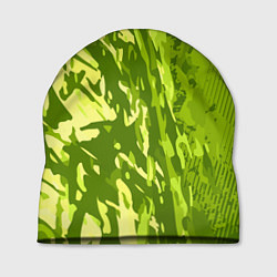 Шапка Зеленый абстрактный камуфляж, цвет: 3D-принт