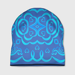 Шапка Бирюзовый атласный ковровый орнамент, цвет: 3D-принт