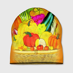 Шапка Плетеная корзина, полная фруктов и овощей, цвет: 3D-принт