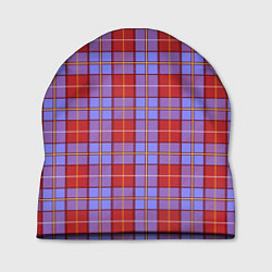 Шапка Ткань Шотландка красно-синяя, цвет: 3D-принт