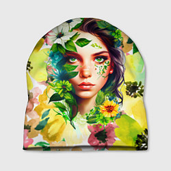Шапка Девушка Весна - акварель, цвет: 3D-принт