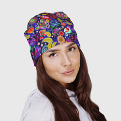 Шапка Multicolored floral patterns, цвет: 3D-принт — фото 2