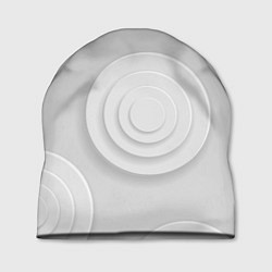 Шапка Серый фон и абстрактные белые объёмные окружности, цвет: 3D-принт