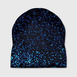 Шапка Неоновый синий блеск на черном фоне, цвет: 3D-принт