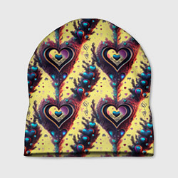 Шапка Паттерн яркие сердца, цвет: 3D-принт