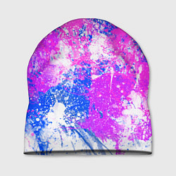 Шапка Разбрызганная фиолетовая краска - светлый фон