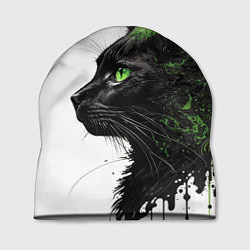 Шапка Кот с зелеными глазами, цвет: 3D-принт
