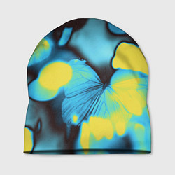 Шапка Голубые бабочки асбтракция, цвет: 3D-принт