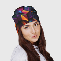 Шапка Неоновые абстрактные плиты, цвет: 3D-принт — фото 2