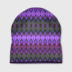 Шапка Серо-фиолетовый этнический геометрический узор, цвет: 3D-принт