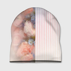 Шапка Цветы за стеклом - полосы с градиентом