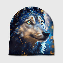 Шапка Волк на синем фоне, цвет: 3D-принт