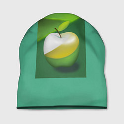 Шапка Зеленое яблоко на мятном фоне, цвет: 3D-принт
