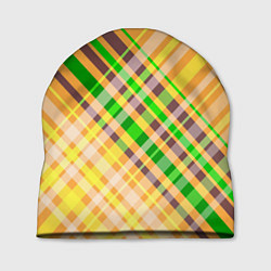 Шапка Желто-зеленый геометрический ассиметричный узор