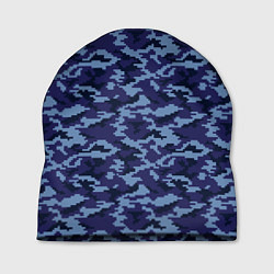 Шапка Камуфляж охрана синий, цвет: 3D-принт