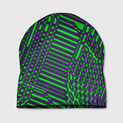 Шапка Кибер сеть ЗелёныйФиолетовый, цвет: 3D-принт