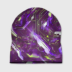 Шапка Космические кибер схемы фиолетовые, цвет: 3D-принт