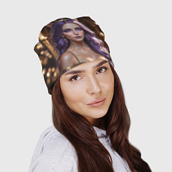 Шапка Девушка с фиолетовыми волосами в короне, цвет: 3D-принт — фото 2