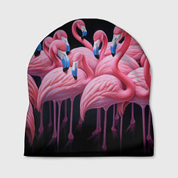 Шапка Стая розовых фламинго в темноте, цвет: 3D-принт