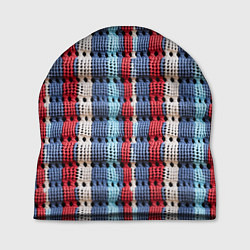 Шапка Вязаный узор разноцветные вертикальные полосы, цвет: 3D-принт