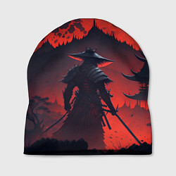 Шапка Samurai and red moon - нейросеть