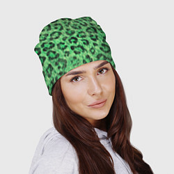 Шапка Зелёный леопард паттерн, цвет: 3D-принт — фото 2
