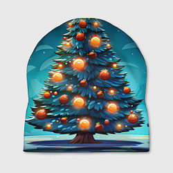 Шапка Новогодняя елка с шарами, цвет: 3D-принт