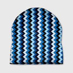 Шапка Ломаные полосы синий, цвет: 3D-принт