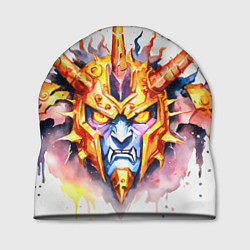 Шапка Агрессивный оранжевый робот акварель