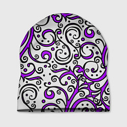 Шапка Фиолетовые кружевные узоры, цвет: 3D-принт
