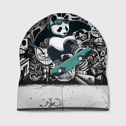 Шапка Скейтбордист панда на фоне граффити
