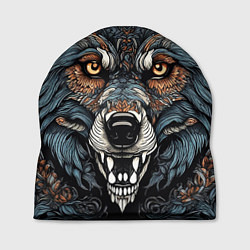 Шапка Дикий волк с узорами, цвет: 3D-принт