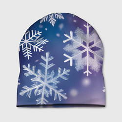 Шапка Снежинки на фиолетово-синем фоне, цвет: 3D-принт