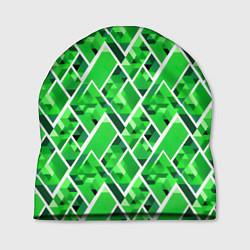 Шапка Зелёные треугольники и белые полосы