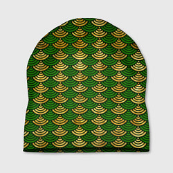 Шапка Зелёно-золотая чешуя, цвет: 3D-принт