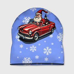 Шапка Дед Мороз едет на машине