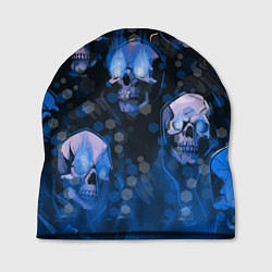 Шапка Синие черепа на чёрном фоне, цвет: 3D-принт