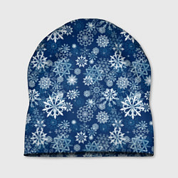 Шапка Snowflakes on a blue background