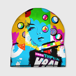 Шапка Girls face - pop art, цвет: 3D-принт