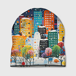 Шапка Новогодний ночной город, цвет: 3D-принт