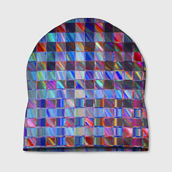 Шапка Радужная клетка с полосами - эффект стекла, цвет: 3D-принт