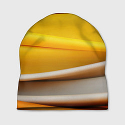 Шапка Желтая абстракция с оранжевой волной, цвет: 3D-принт