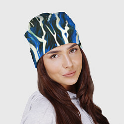 Шапка Текучая краска белая и синяя, цвет: 3D-принт — фото 2