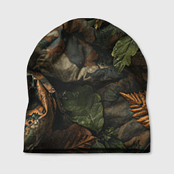 Шапка Реалистичный охотничий камуфляж из ткани и листьев, цвет: 3D-принт