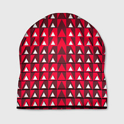 Шапка Белые треугольники на красном фоне