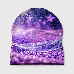 Шапка Абстрактные звезды в фиолетовых искрах