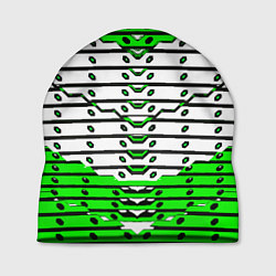 Шапка Зелёно-белая техно броня, цвет: 3D-принт